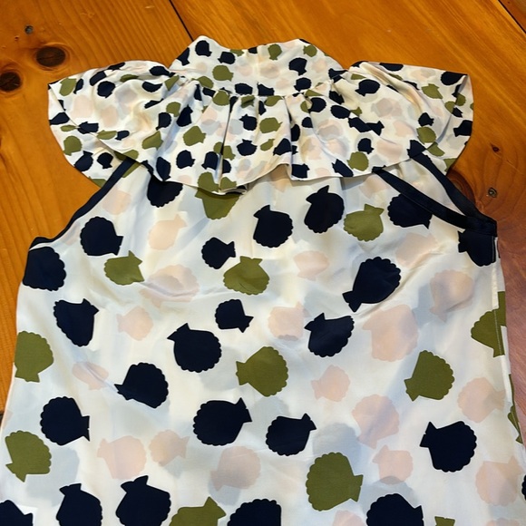 GIRLS FROM SAVOY 4 Silk Shell Print Secretary Blouse Tie Neck Ruffled - Picture 8 of 8